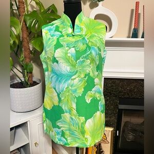 Vintage Green and Yellow Floral Tank Top